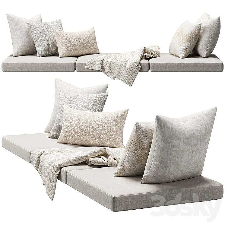 Window Seat Cushion Set 2 3DS Max Model - thumbnail 1