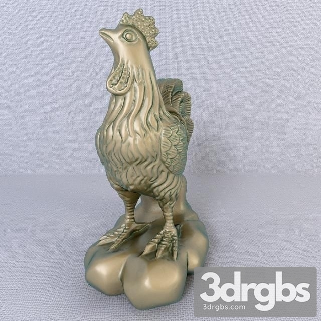 12 Bronze Zodiac Animals Chicken 3dsmax Download - thumbnail 1