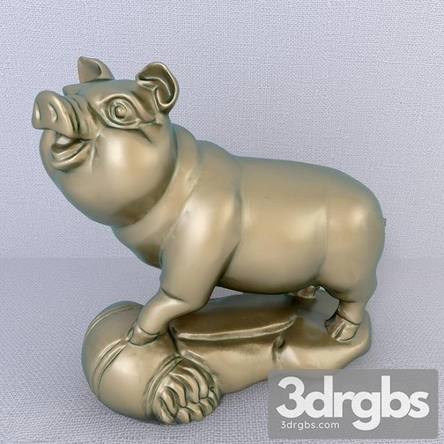 12 Bronze Zodiac Animals Pig 3dsmax Download - thumbnail 1