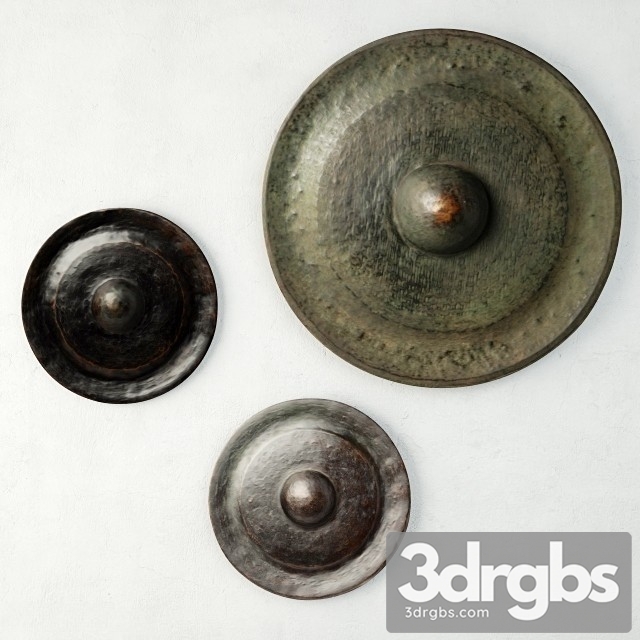 19th Century Laos Bronze Gongs 3dsmax Download - thumbnail 1