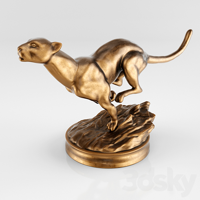 A bronze statue of a cheetah 3ds Max - thumbnail 1