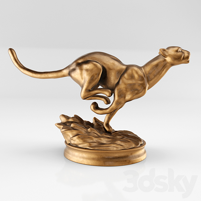 A bronze statue of a cheetah 3ds Max - thumbnail 2