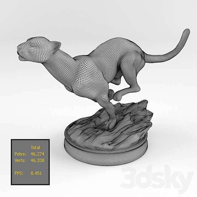 A bronze statue of a cheetah 3ds Max - thumbnail 3