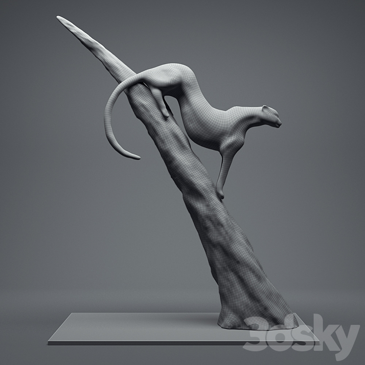 A figurine of a cheetah. 3DS Max - thumbnail 2