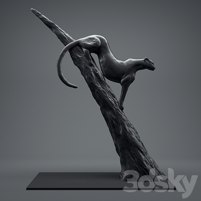 A figurine of a cheetah. 3DSMax File - thumbnail 1