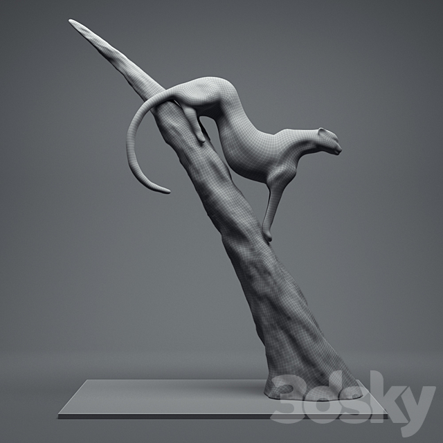 A figurine of a cheetah. 3DSMax File - thumbnail 2