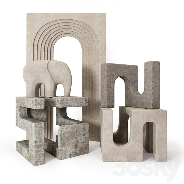 A set of sculptural decor in the architectural style. 3ds Max - thumbnail 1