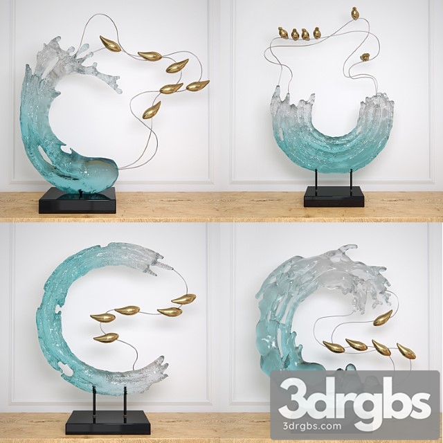 Abstract resin  with birds glass material 3dsmax Download - thumbnail 1