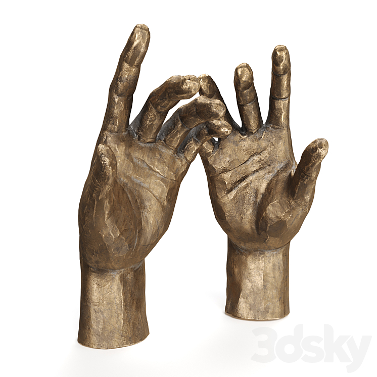 Adam hands brass 3DS Max Model - thumbnail 2