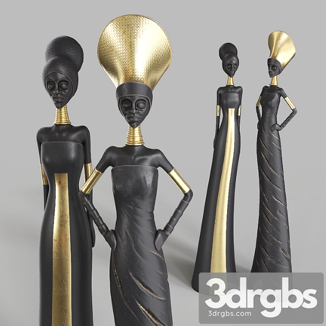 African girls statuette 3dsmax Download - thumbnail 1