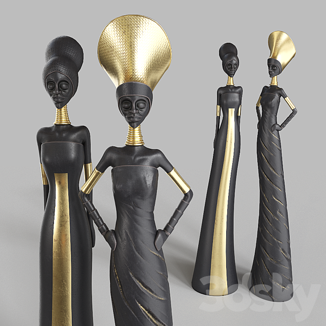 African Girls statuette 3DSMax File - thumbnail 1