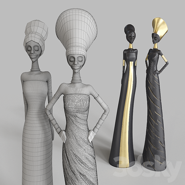 African Girls statuette 3DSMax File - thumbnail 2