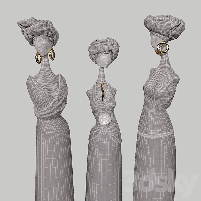 African Girls statuette (volume 2) 3DSMax File - thumbnail 3