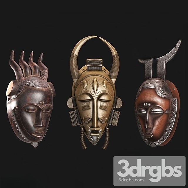 African masks of Baule 3dsmax Download - thumbnail 1