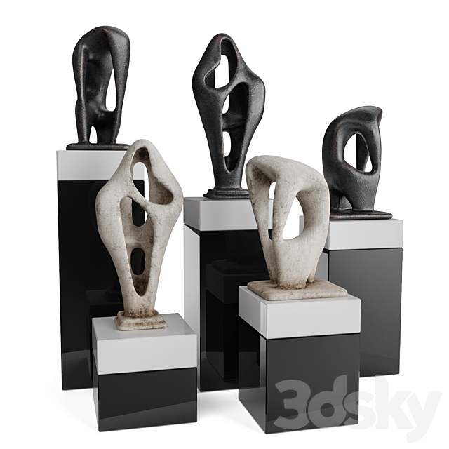 Amorphous figures pedestal black and white 3ds Max - thumbnail 1