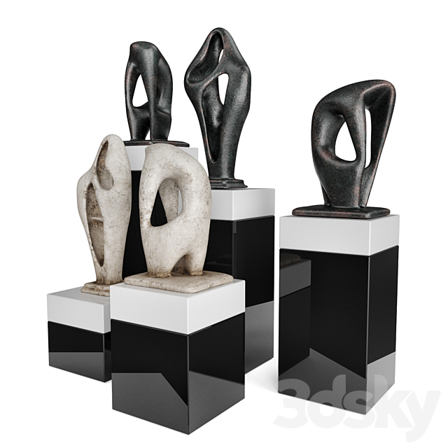 Amorphous figures pedestal black and white 3ds Max - thumbnail 3