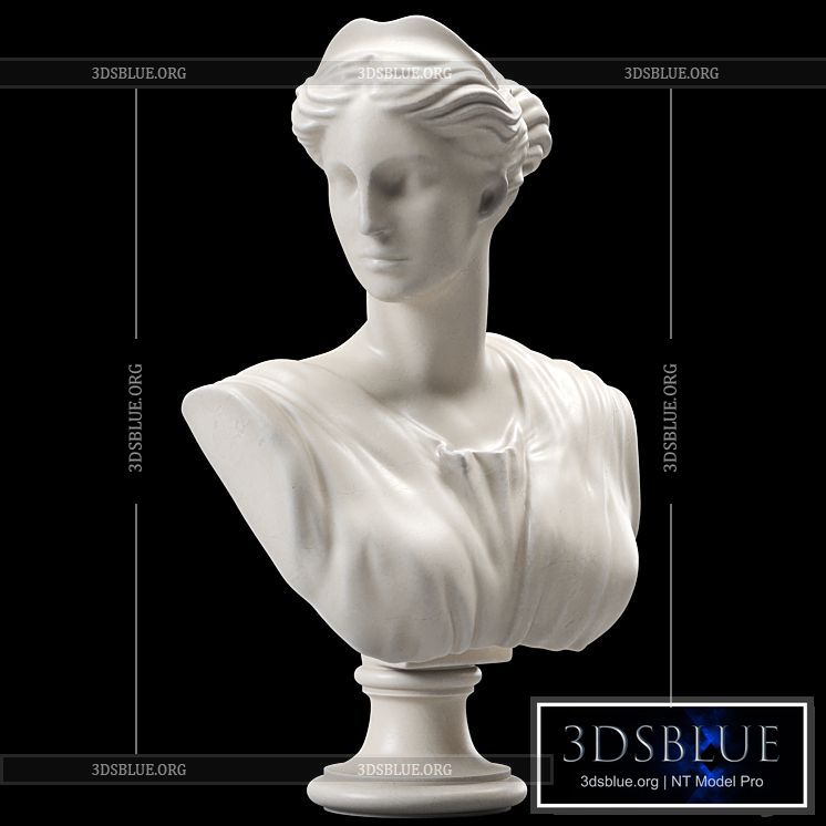 Artemis Bust Ancient Greek Goddess of Hunt 3DS Max - thumbnail 3