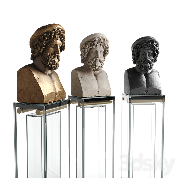 Asclepios bust sculpture 3DS Max Model - thumbnail 2