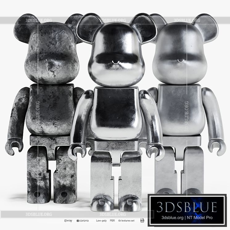 Bearbrick \/ 3 Metal 2 3DS Max - thumbnail 3