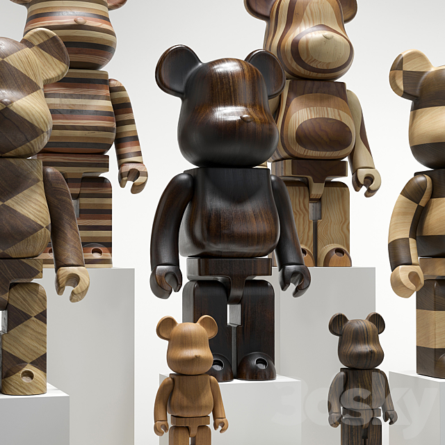 Bearbrick _ Karimoku (Wood set) 3DSMax File - thumbnail 2