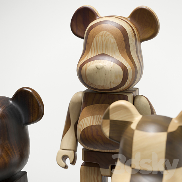 Bearbrick _ Karimoku (Wood set) 3DSMax File - thumbnail 3