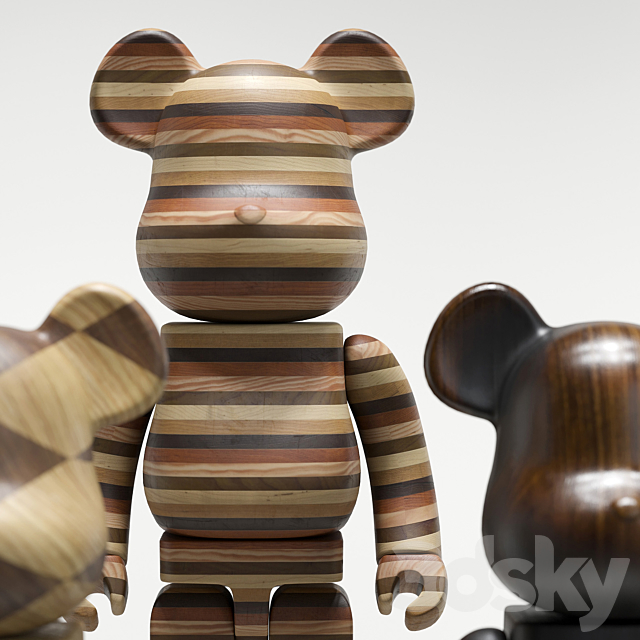 Bearbrick _ Karimoku (Wood set) 3DSMax File - thumbnail 5