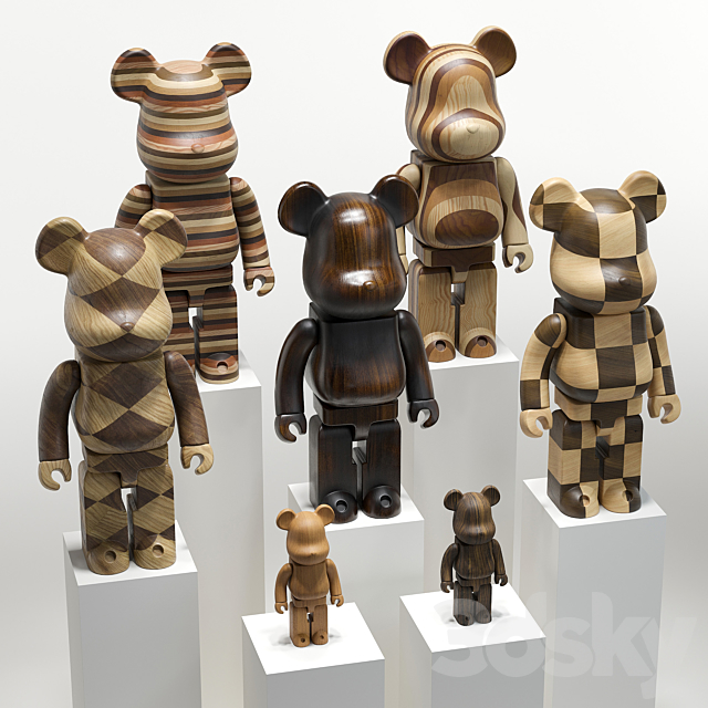 Bearbrick _ Karimoku (Wood set) 3DSMax File - thumbnail 6