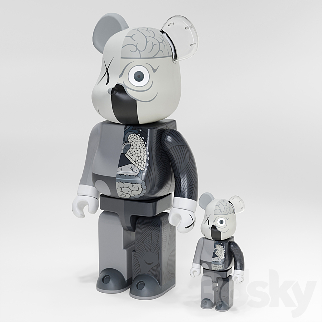 Bearbrick _ KAWS Dissected Companion Gray (2010) 3DSMax File - thumbnail 3