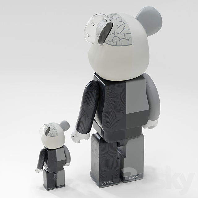 Bearbrick _ KAWS Dissected Companion Gray (2010) 3DSMax File - thumbnail 4