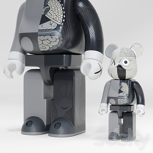 Bearbrick _ KAWS Dissected Companion Gray (2010) 3DSMax File - thumbnail 5