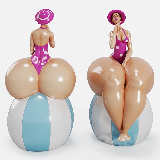 Beautiful Chubby Woman Figurine 3DSMax File - thumbnail 1