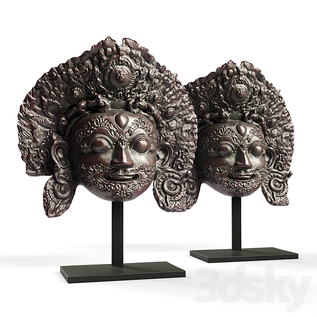 Bhairava face mask sculpture 3ds Max - thumbnail 2