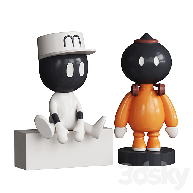 Black White Orange Character Kid’s Decor 3DSMax File - thumbnail 2