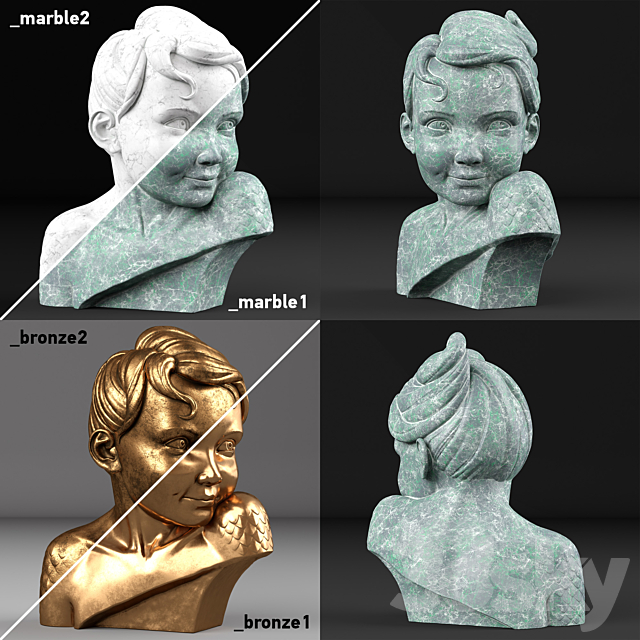 Boy`s bust 3DSMax File - thumbnail 2