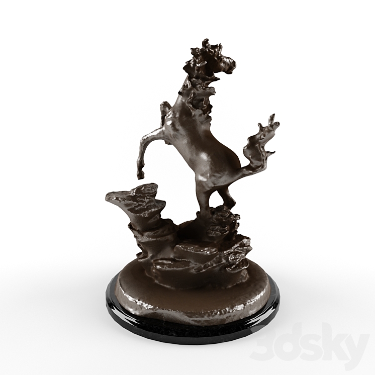 Bronze horse statuette 3DS Max - thumbnail 2