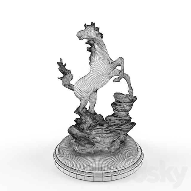 Bronze horse statuette 3DS Max Model - thumbnail 3