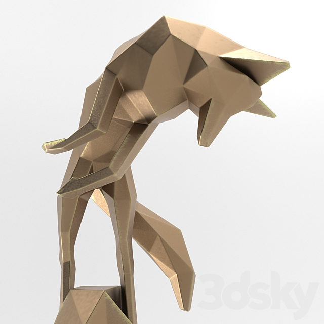 Bronze statuette of a fox 3DS Max Model - thumbnail 2