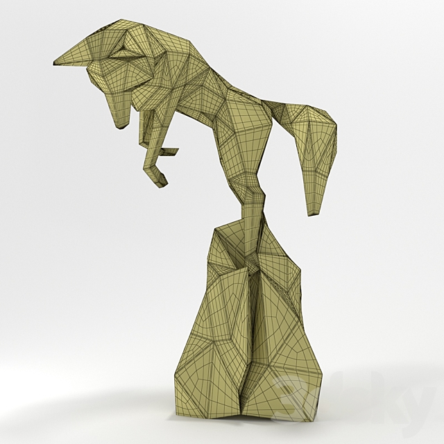 Bronze statuette of a fox 3DS Max Model - thumbnail 3