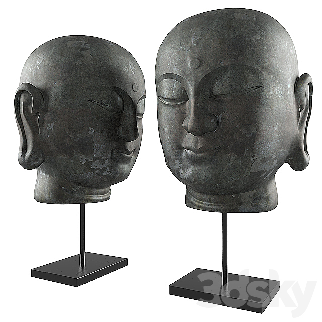 Buddha Head Smile Decor Sculpture 3DSMax File - thumbnail 1