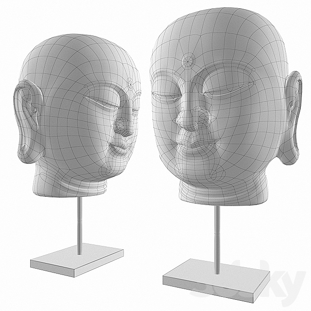 Buddha Head Smile Decor Sculpture 3DSMax File - thumbnail 2