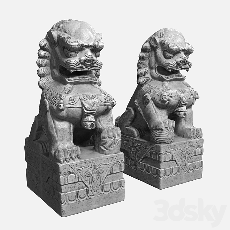 Buddhas Lions 3DS Max - thumbnail 1