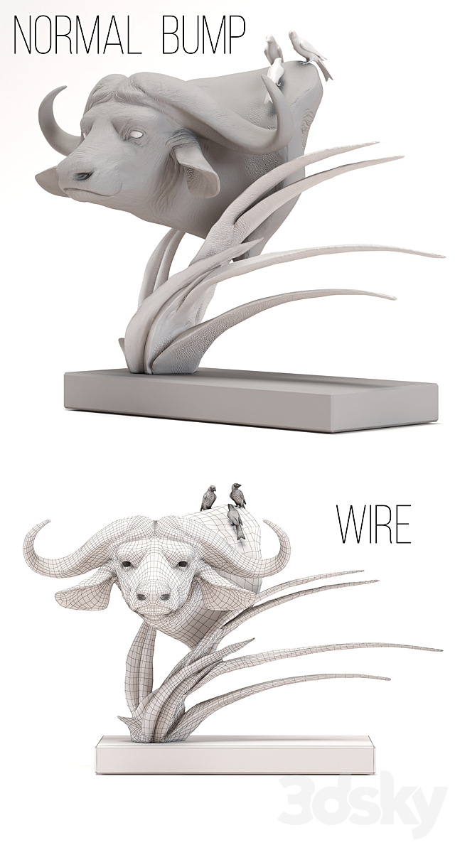 buffalo sculpture 3DS Max Model - thumbnail 2