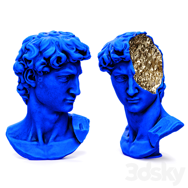 Bust of david michelangelo halfhead 3DS Max - thumbnail 1