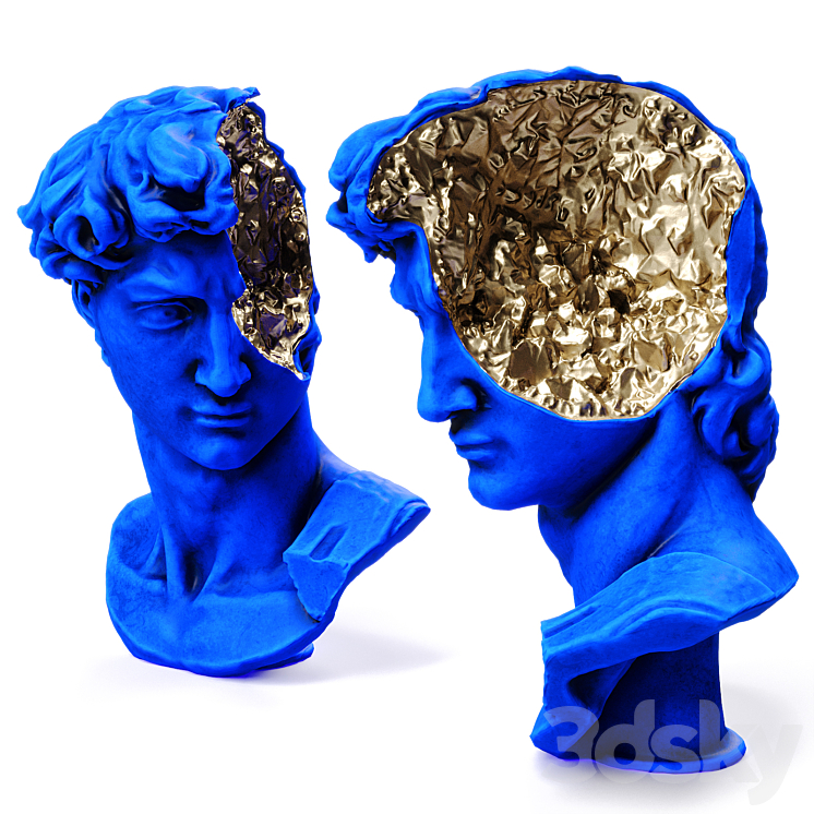 Bust of david michelangelo halfhead 3DS Max - thumbnail 2