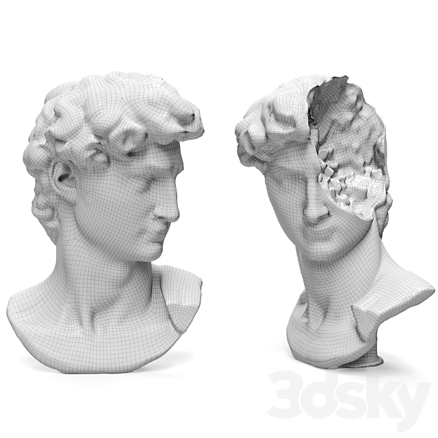 Bust of david michelangelo halfhead 3DSMax File - thumbnail 4