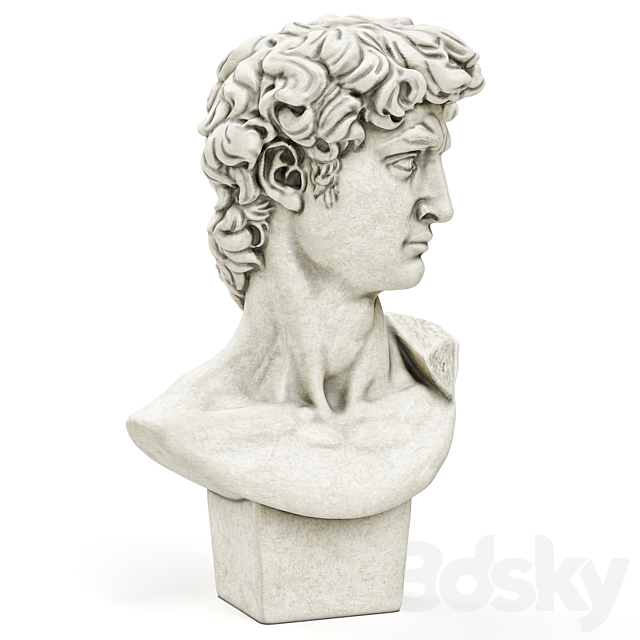 Bust of David Sculpture Michelangelo 3ds Max - thumbnail 3