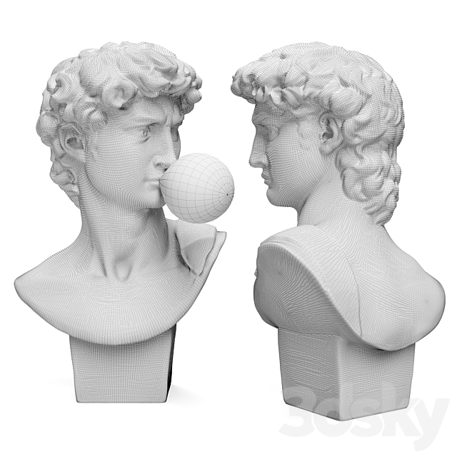 Bust of David Sculpture Michelangelo 3DSMax File - thumbnail 4