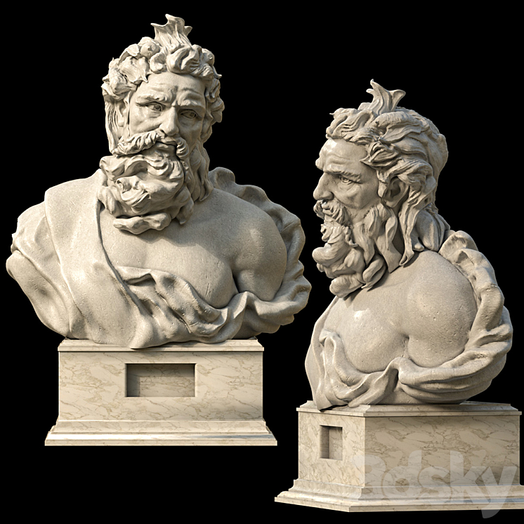 Bust of Neptune 3DS Max - thumbnail 1