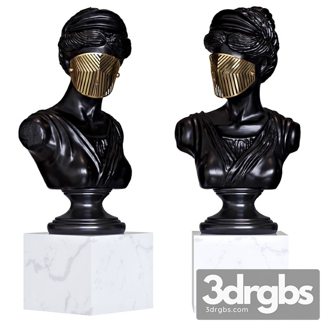 Bust woman in mask figurine 3dsmax Download - thumbnail 1