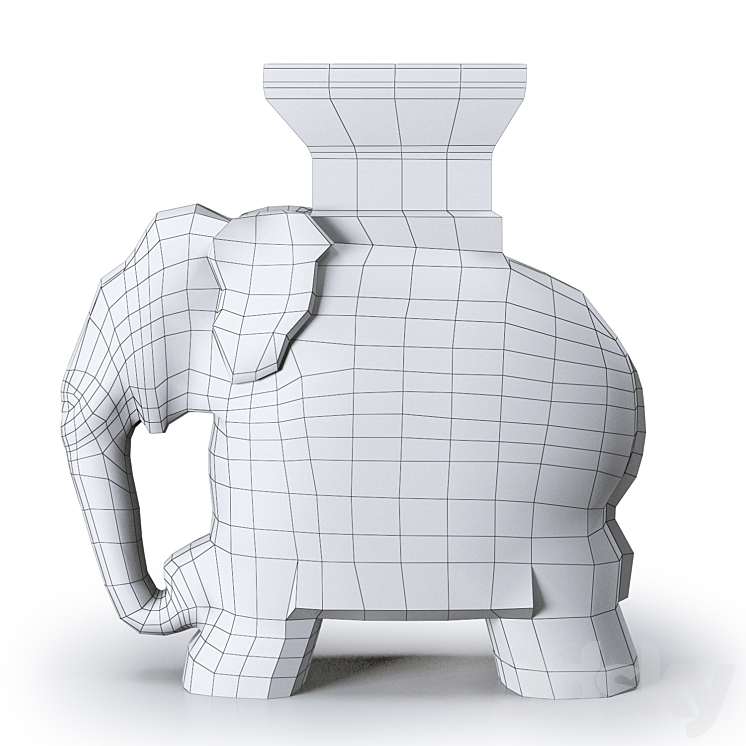 Ceramic Elephant Garden Stool 3DS Max - thumbnail 2